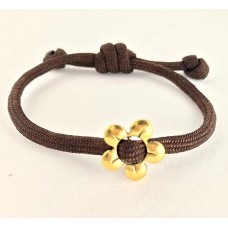 Armband paracord Bloem in Cacaobruin